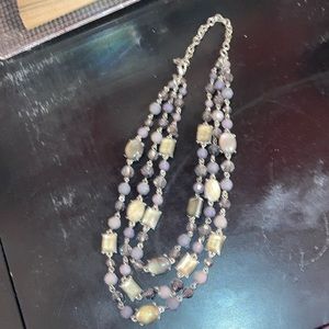Necklace, purple and grey, short, chunky, brand unknown